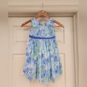 Gymboree Blue Green Floral Chiffon Party Dress